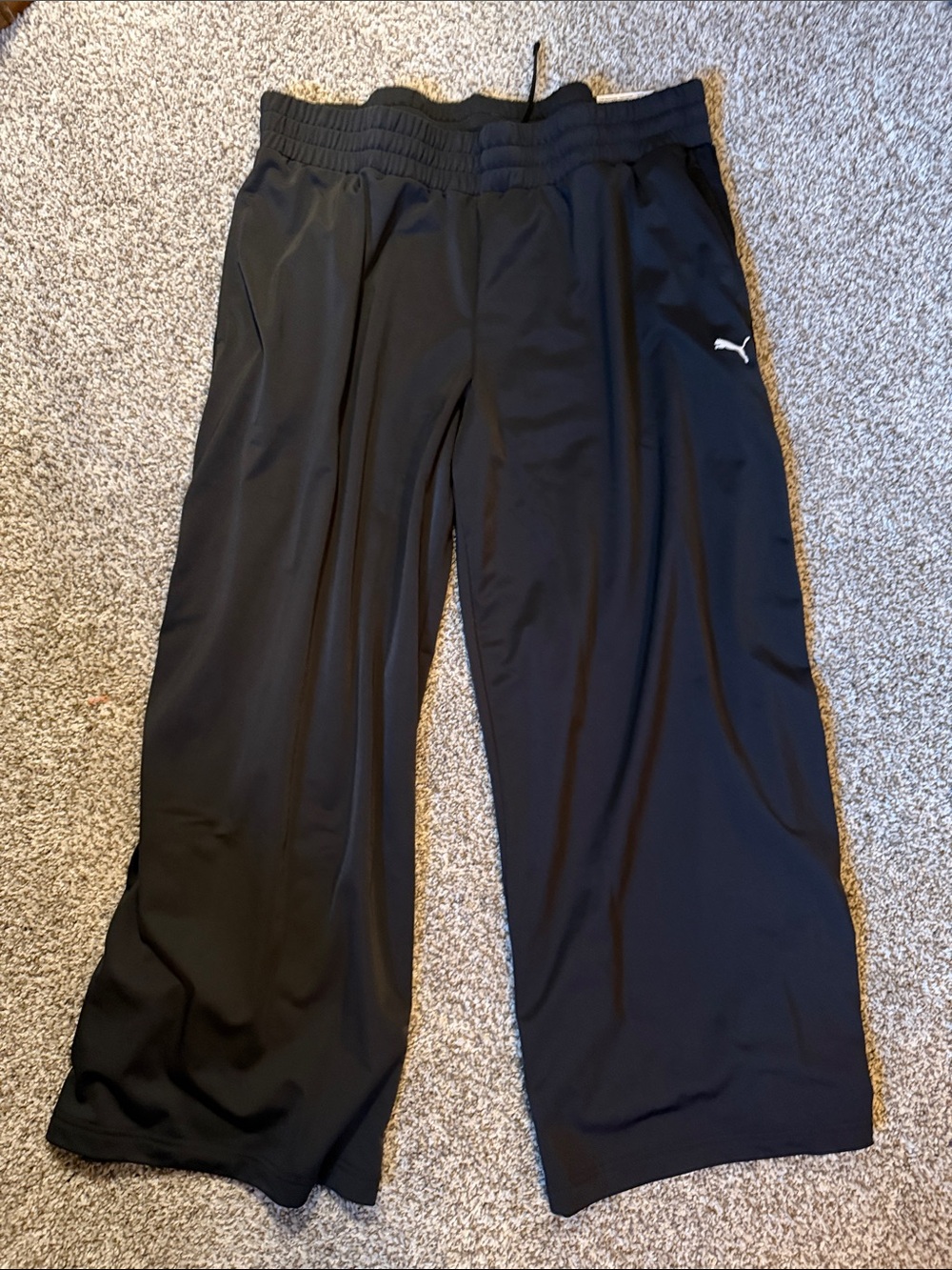 Puma Black Relaxed Wide-Leg Athletic Pants